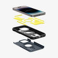 ACS04841 - iPhone 14 Pro Max Case Tough Armor (MagFit) in metal slate showing the hard pc, flexible tpu, impact foam and device