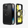 ACS04985 - iPhone 14 Pro Case Tough Armor (MagFit) in black showing the back, front and magsafe layer of back