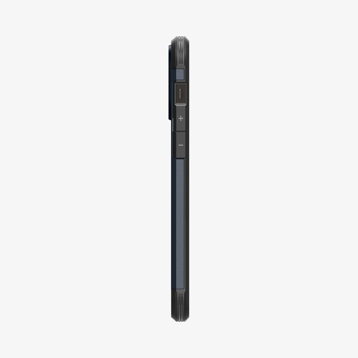 ACS04987 - iPhone 14 Pro Case Tough Armor (MagFit) in metal slate showing the side with volume controls