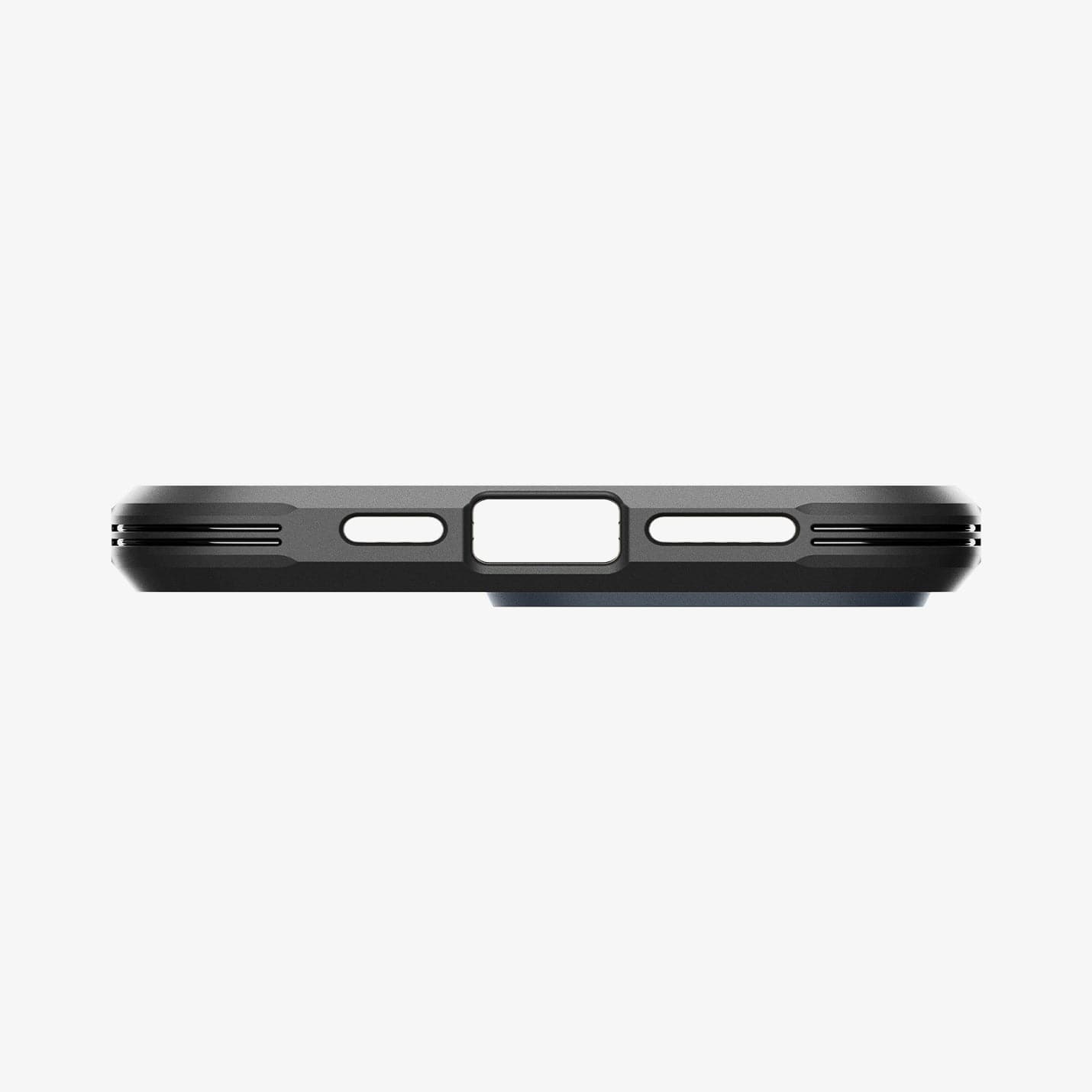 ACS04987 - iPhone 14 Pro Case Tough Armor (MagFit) in metal slate showing the bottom with precise cutouts