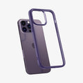 ACS05577 - iPhone 14 Pro Case Ultra Hybrid in deep purple showing the back slightly hovering away from device