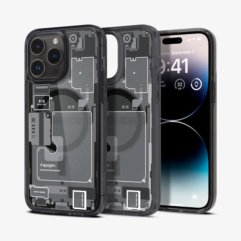 ACS05540 - iPhone 14 Pro Case Ultra Hybrid Zero One (MagFit) showing the back, inside and front