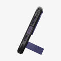 ACS05576 - iPhone 14 Pro Max Case Tough Armor (MagFit) in deep purple showing the bottom with device propped up by built in kickstand