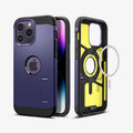 ACS05576 - iPhone 14 Pro Max Case Tough Armor (MagFit) in deep purple showing the back, front and magsafe layer of back