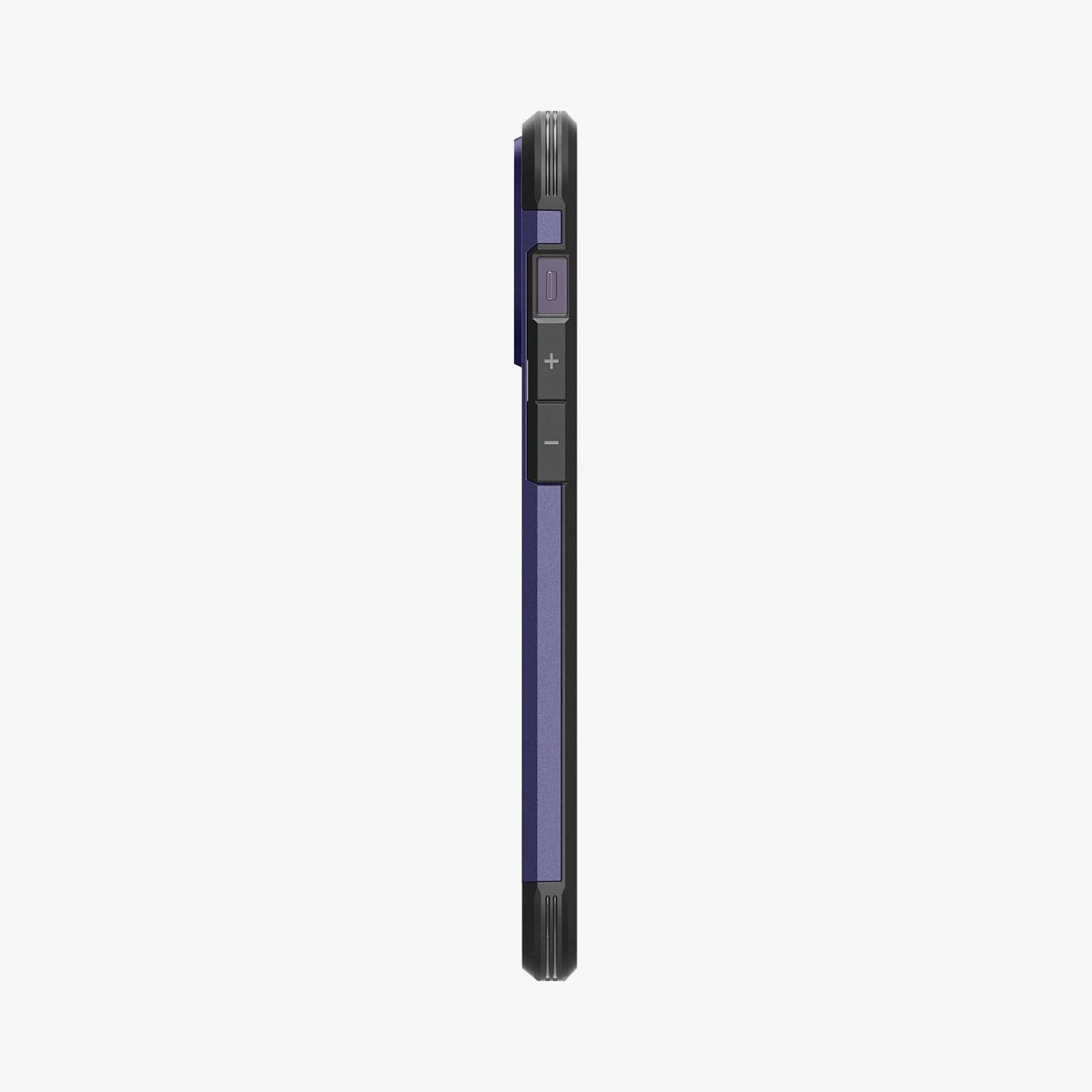 ACS05576 - iPhone 14 Pro Max Case Tough Armor (MagFit) in deep purple showing the side with volume controls