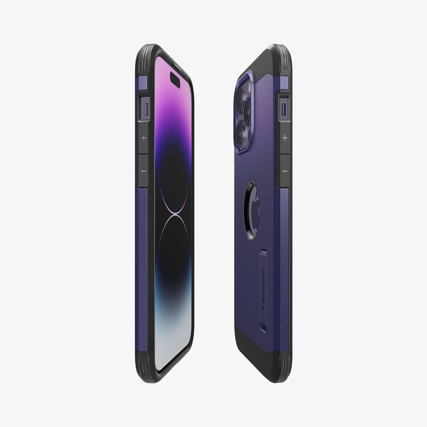 ACS05576 - iPhone 14 Pro Max Case Tough Armor (MagFit) in deep purple showing the sides, partial back and front