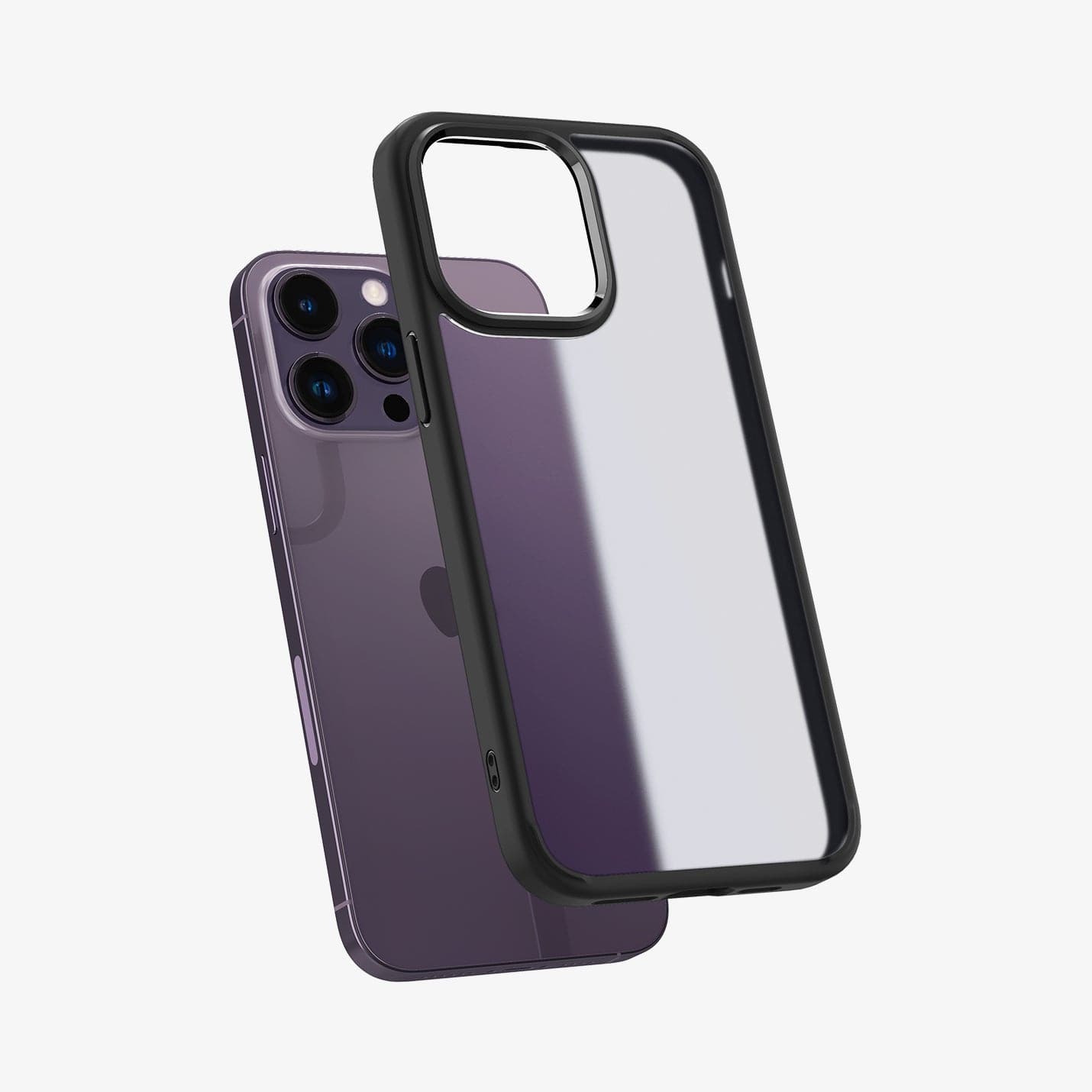 ACS04824 - iPhone 14 Pro Max Case Ultra Hybrid in frost black showing the back hovering slightly away from device
