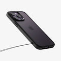 ACS04824 - iPhone 14 Pro Max Case Ultra Hybrid in frost black showing the back and side with lanyard in side hole