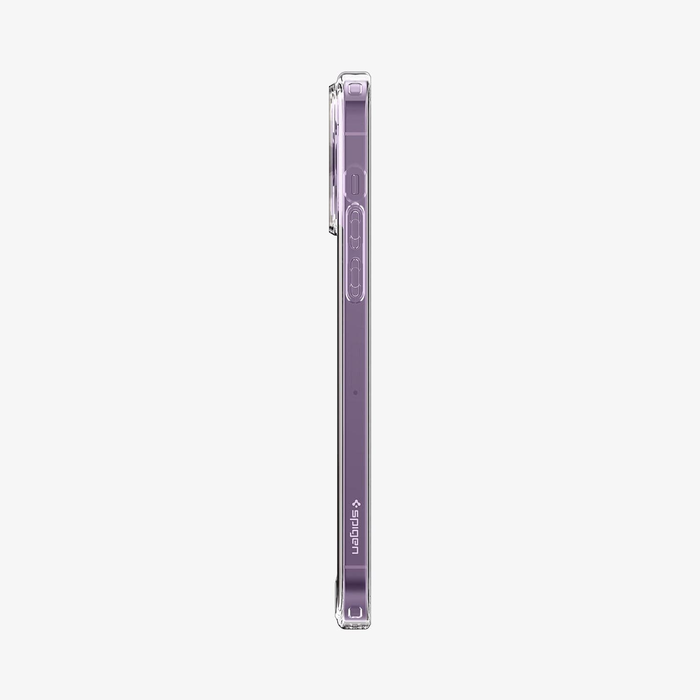 ACS04967 - iPhone 14 Pro Case Ultra Hybrid in frost clear showing the side with volume controls