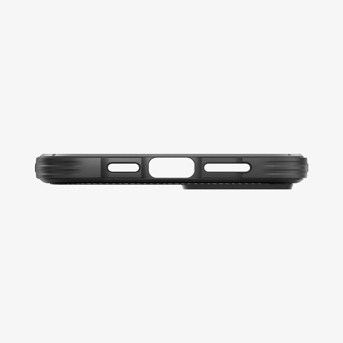 ACS05036 - iPhone 14 Case Rugged Armor (MagFit) in matte black showing the bottom with precise cutouts