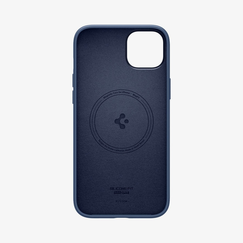 ACS05068 - iPhone 14 Case Silicone Fit (MagFit) in navy blue showing the inside of case