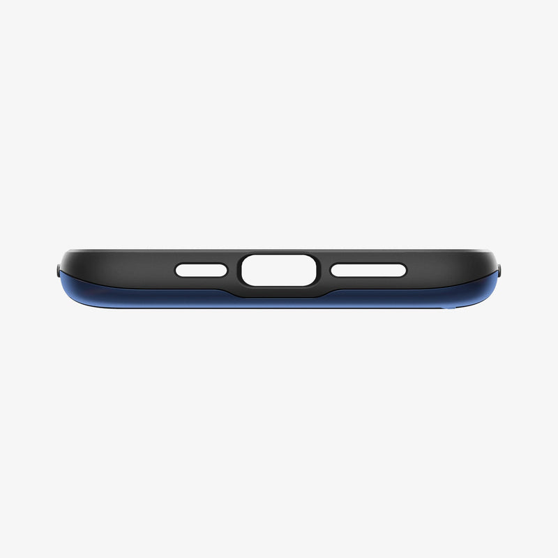 ACS05060 - iPhone 14 Case Slim Armor CS in navy blue showing the bottom with precise cutouts