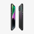 ACS04788 - iPhone 14 Case Thin Fit in black showing the sides, partial back and front