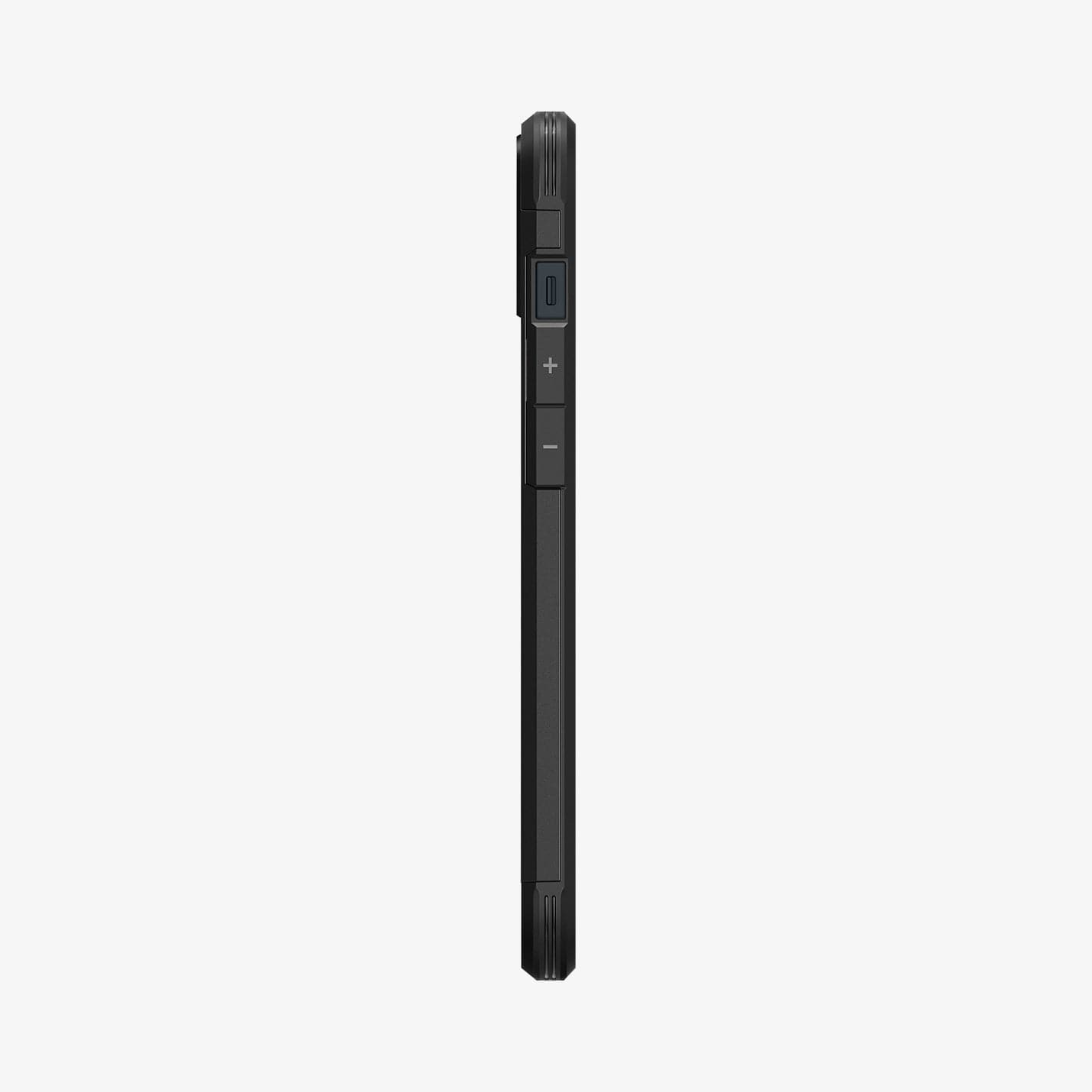 ACS05062 - iPhone 14 Case Tough Armor (MagFit) in black showing the side with volume controls