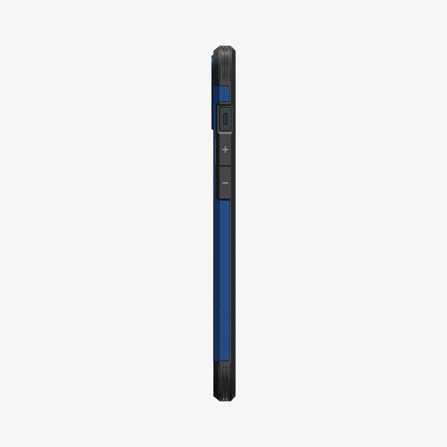 ACS05064 - iPhone 14 Case Tough Armor (MagFit) in navy blue showing the side with volume controls