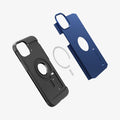 ACS05064 - iPhone 14 Case Tough Armor (MagFit) in navy blue showing the multiple magsafe layers of back