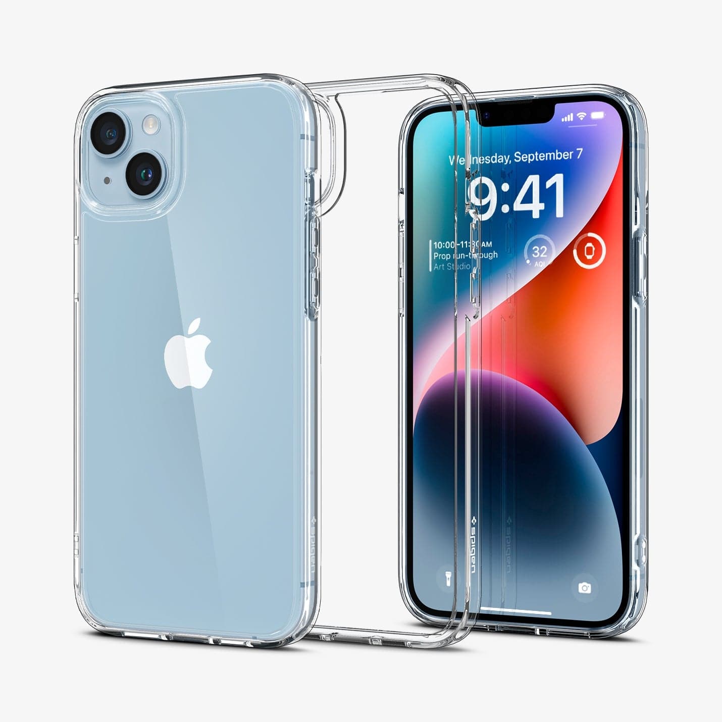 ACS04894 - iPhone 14 Plus Case Ultra Hybrid in crystal clear showing the back, inside and front