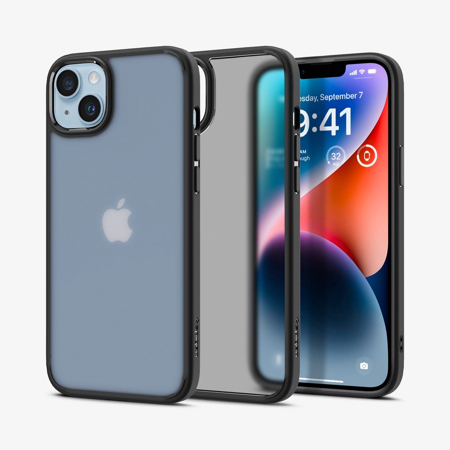ACS04901 - iPhone 14 Plus Case Ultra Hybrid in frost black showing the back, inside and front