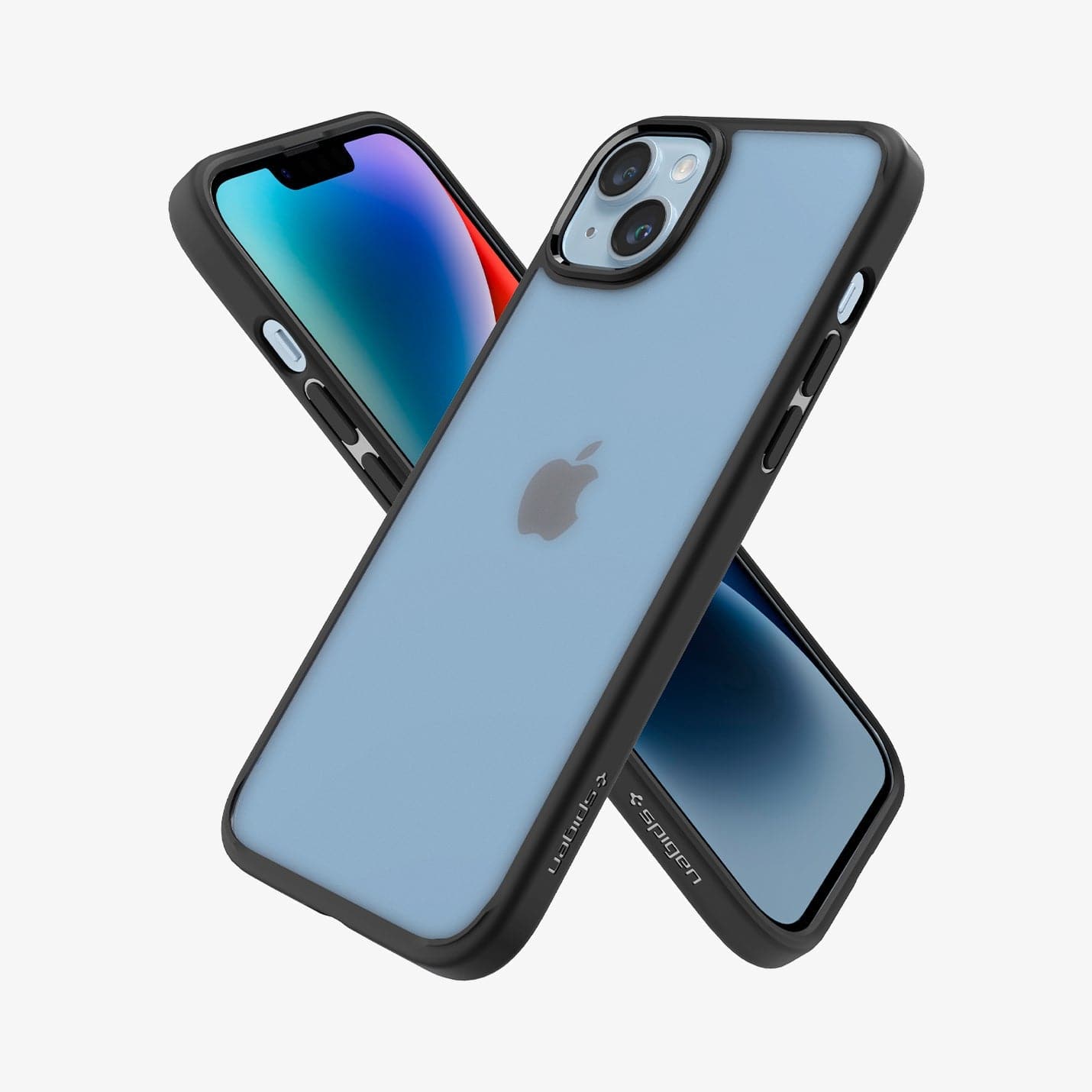ACS04901 - iPhone 14 Plus Case Ultra Hybrid in frost black showing the back, sides and front
