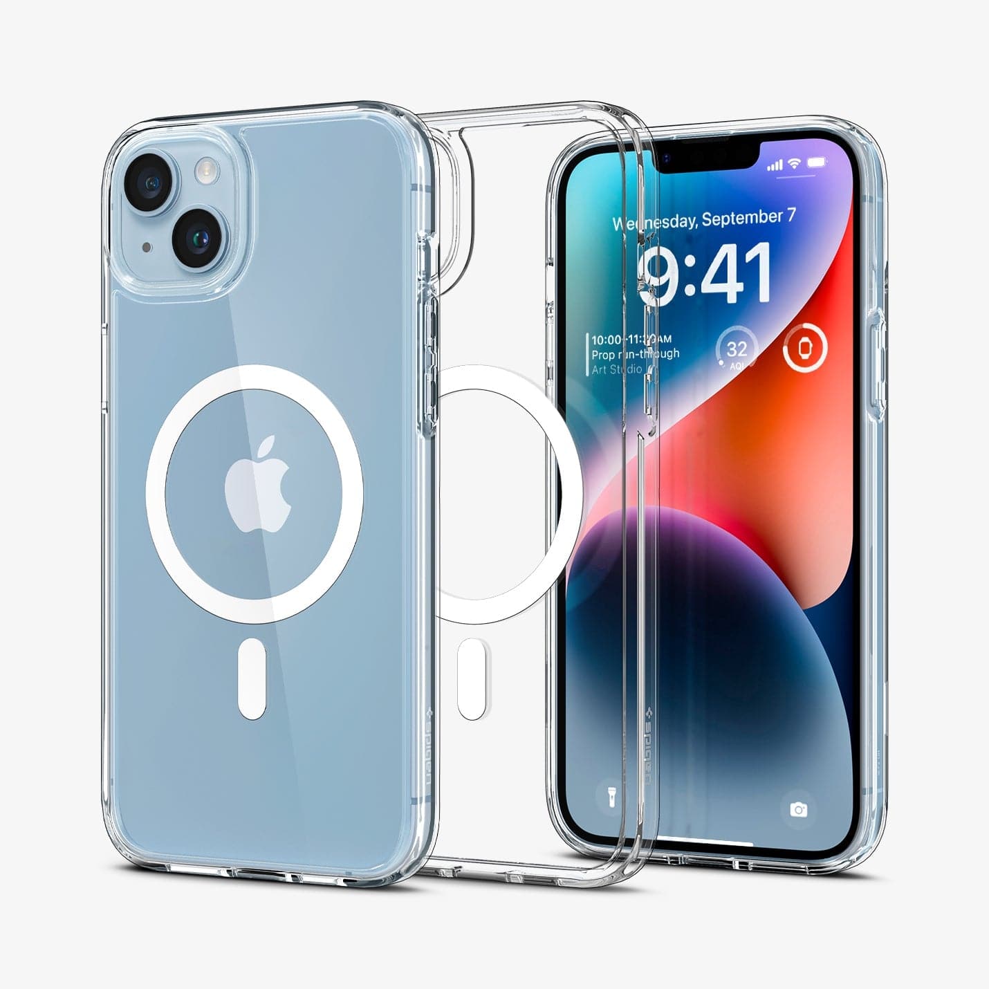 ACS04902 - iPhone 14 Plus Case Ultra Hybrid (MagFit) in white showing the back, inside and front