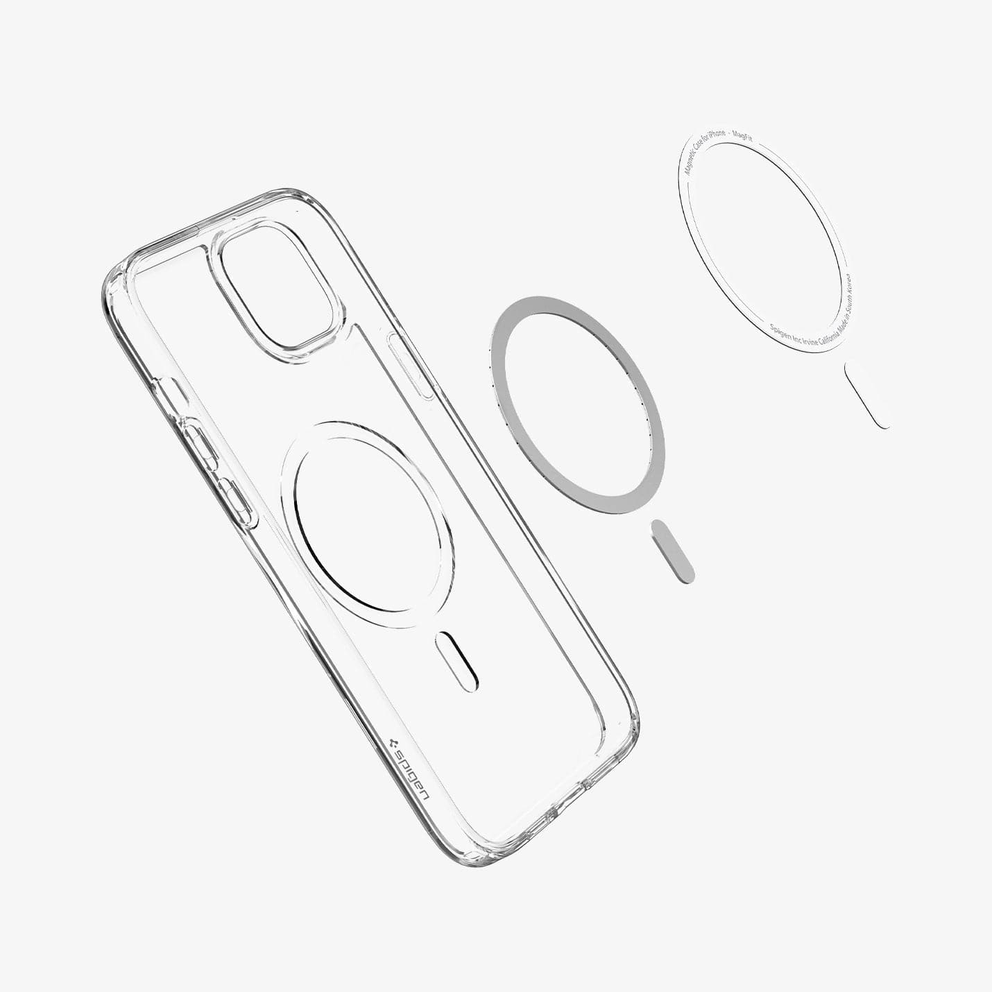 ACS04902 - iPhone 14 Plus Case Ultra Hybrid (MagFit) in white showing the inside with magnetic layers