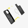 ACS04956 - iPhone 14 Pro Case Rugged Armor (MagFit) in matte black showing the multiple mag layers