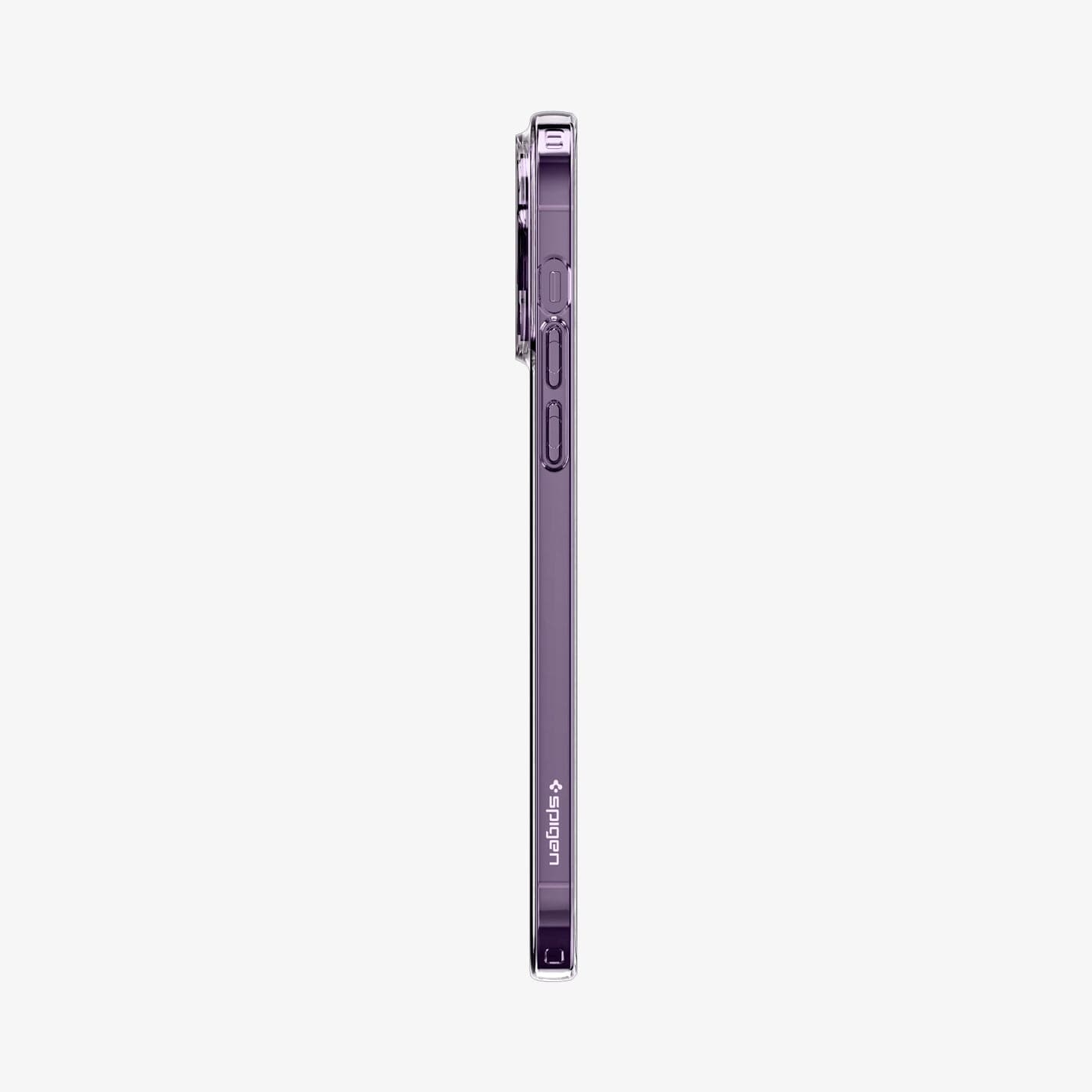 ACS04953 - iPhone 14 Pro Case Liquid Crystal in crystal clear showing the side with volume controls