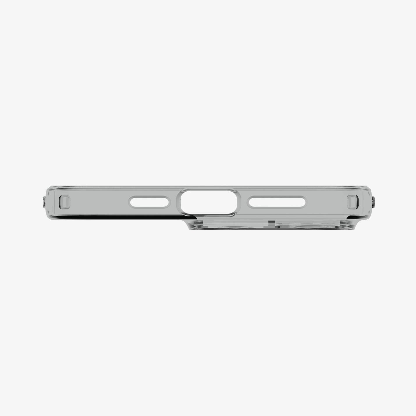 ACS04953 - iPhone 14 Pro Case Liquid Crystal in crystal clear showing the bottom with precise cutouts
