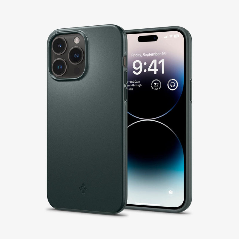 ACS04771 - iPhone 14 Pro Max Case Thin Fit in abyss green showing the back and front