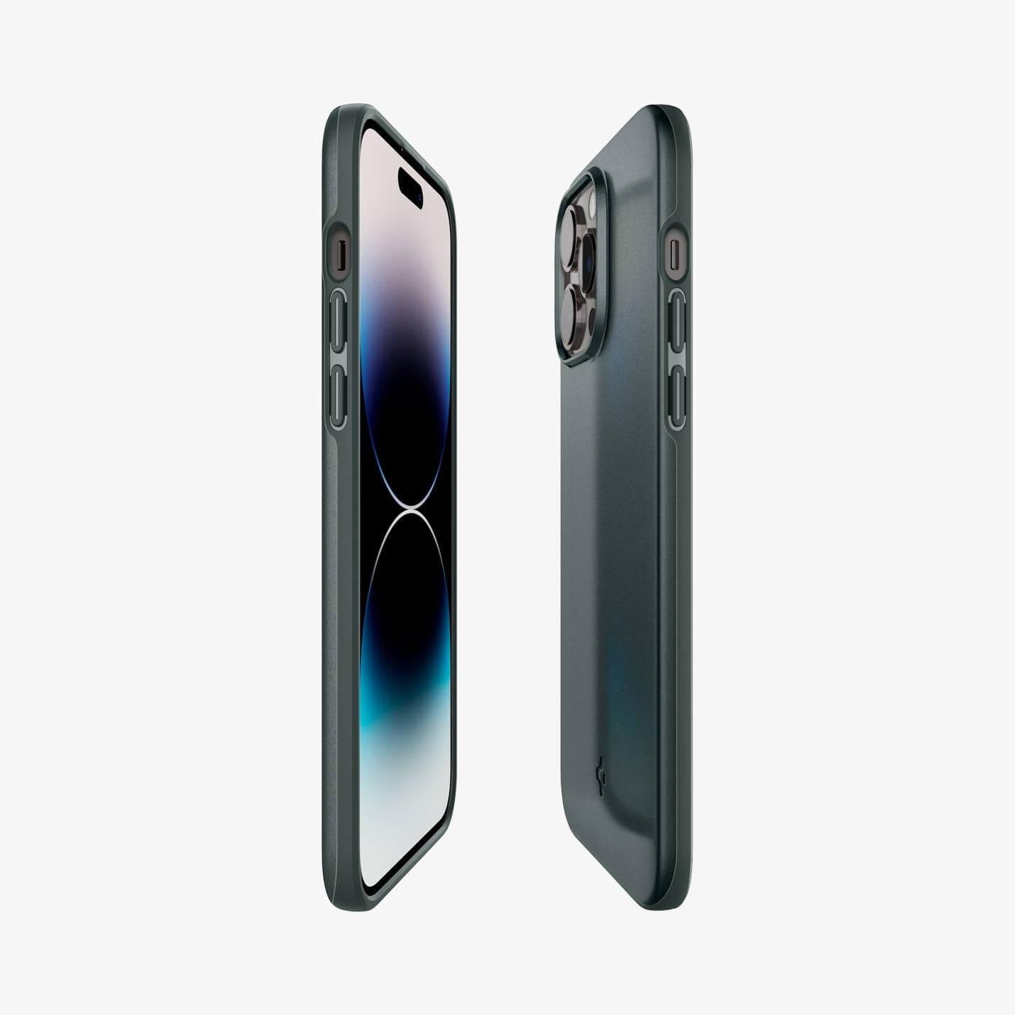 ACS04771 - iPhone 14 Pro Max Case Thin Fit in abyss green showing the sides, partial back and front
