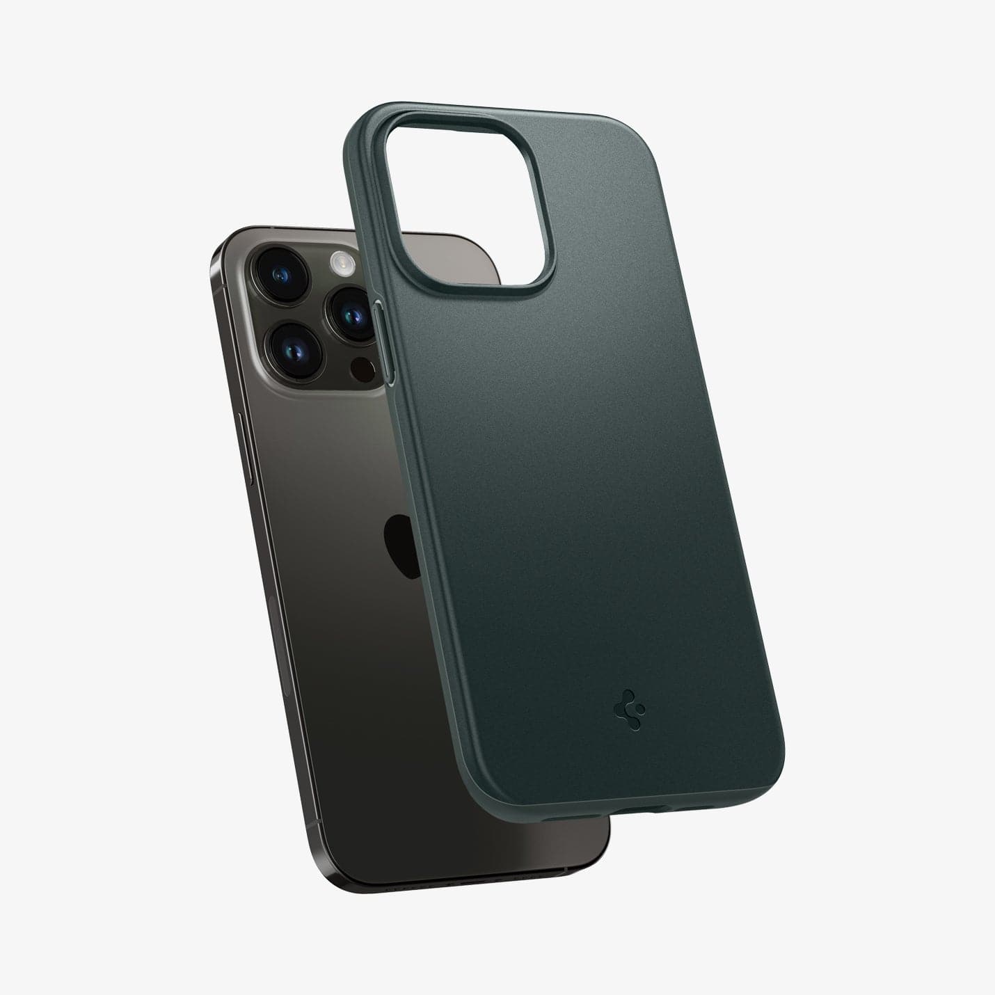 ACS04771 - iPhone 14 Pro Max Case Thin Fit in abyss green showing the back slightly hovering away from device