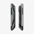 ACS06613 - iPhone 15 Pro Max Case Style Armor (MagFit) in classic silver showing the sides, partial front and back