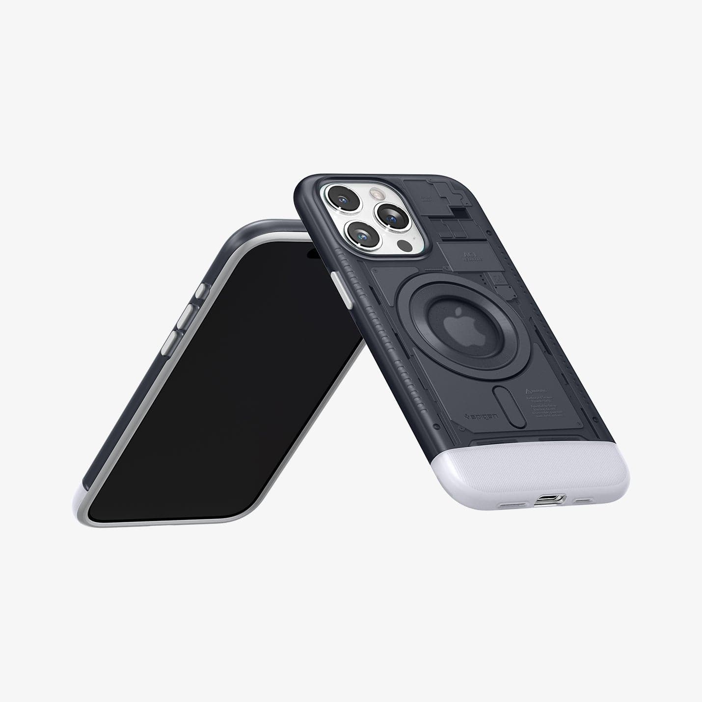 ACS06742 - iPhone 15 Pro Case Classic C1 (MagFit) in graphite showing the back, front and partial sides