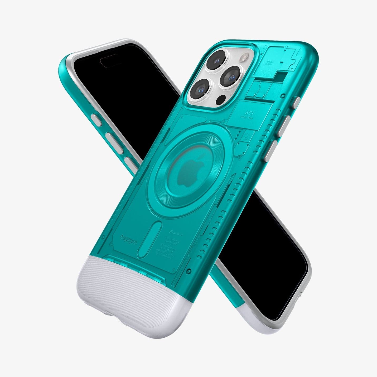 ACS06608 - iPhone 15 Pro Max Case Classic C1 (MagFit) in bondi blue showing the back, front and sides