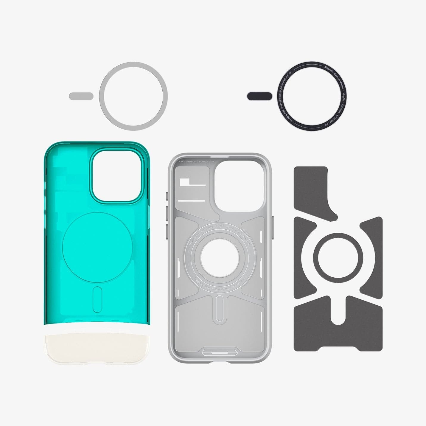 ACS06608 - iPhone 15 Pro Max Case Classic C1 (MagFit) in bondi blue showing the multiple layers of case including the magnetic ring layers