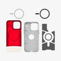 ACS06609 - iPhone 15 Pro Max Case Classic C1 (MagFit) in ruby showing the multiple layers of case including the magnetic ring layers