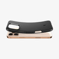ACS08156 - iPhone 16 Pro Sand Blast in Matte Black showing the back and side with case bending away from the device