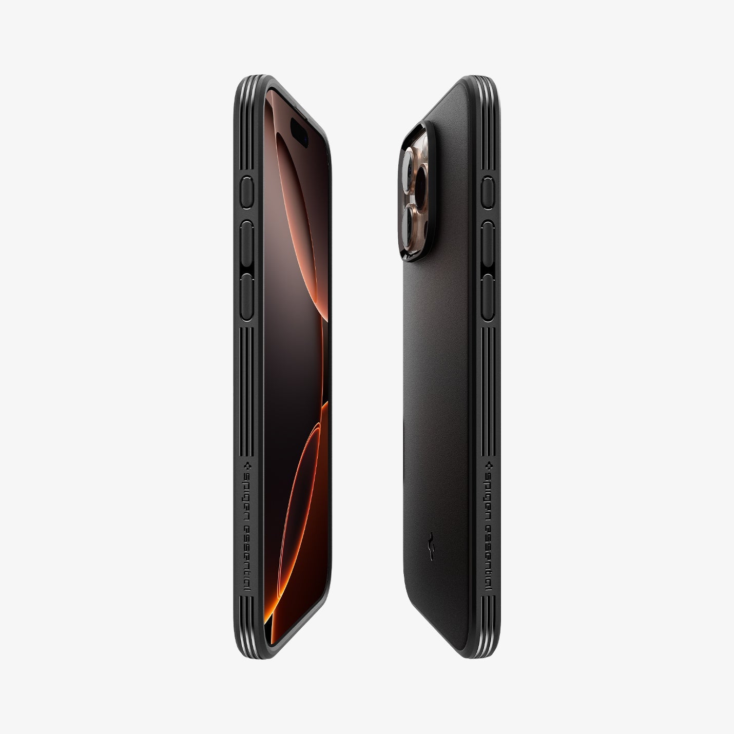 ACS08021 - iPhone 16 Pro Max Sand Blast in Matte Black showing the back and front