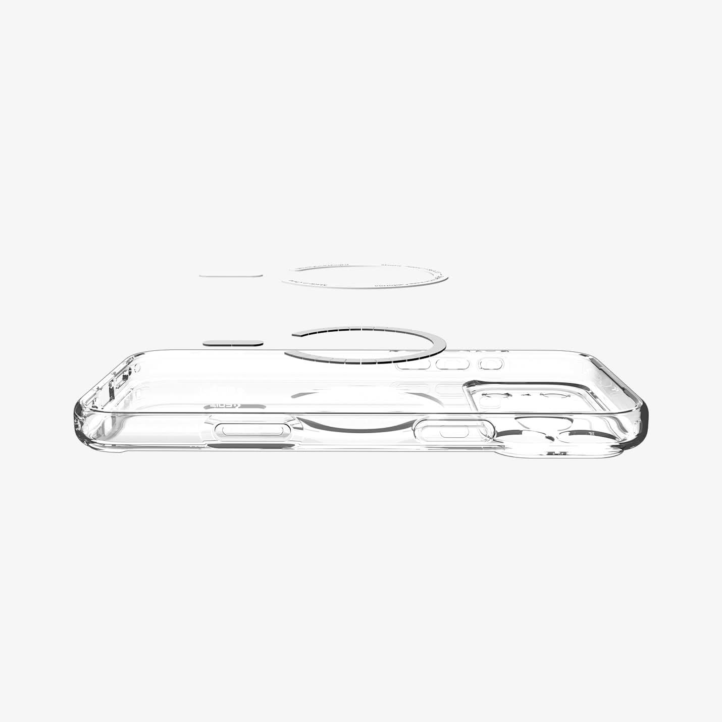 ACS11110 - iPhone 17 Pro Ultra Hybrid (MagFit) in Clear Orange showing layer and magfit magnet above the case