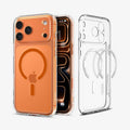 ACS11110 - iPhone 17 Pro Ultra Hybrid (MagFit) in Clear Orange showing the back, partial inner, partial front and sides