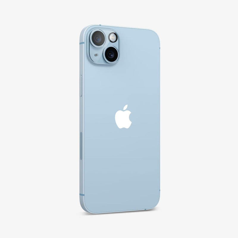 AGL05762 - iPhone 14 / 14 Plus Optik Lens Protector in crystal clear showing the back and partial side