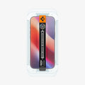 AGL09862 - iPhone 17 Air GLAS.tR EZ Fit Privacy showing the front, with installation tray attached to the device