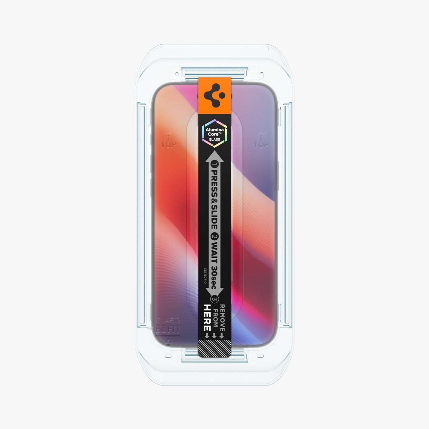 AGL09862 - iPhone 17 Air GLAS.tR EZ Fit Privacy showing the front, with installation tray attached to the device