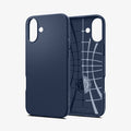 ACS08195 - iPhone 16 Case Liquid Air in Navy Blue showing the back, partial inner and sides of the phone case
