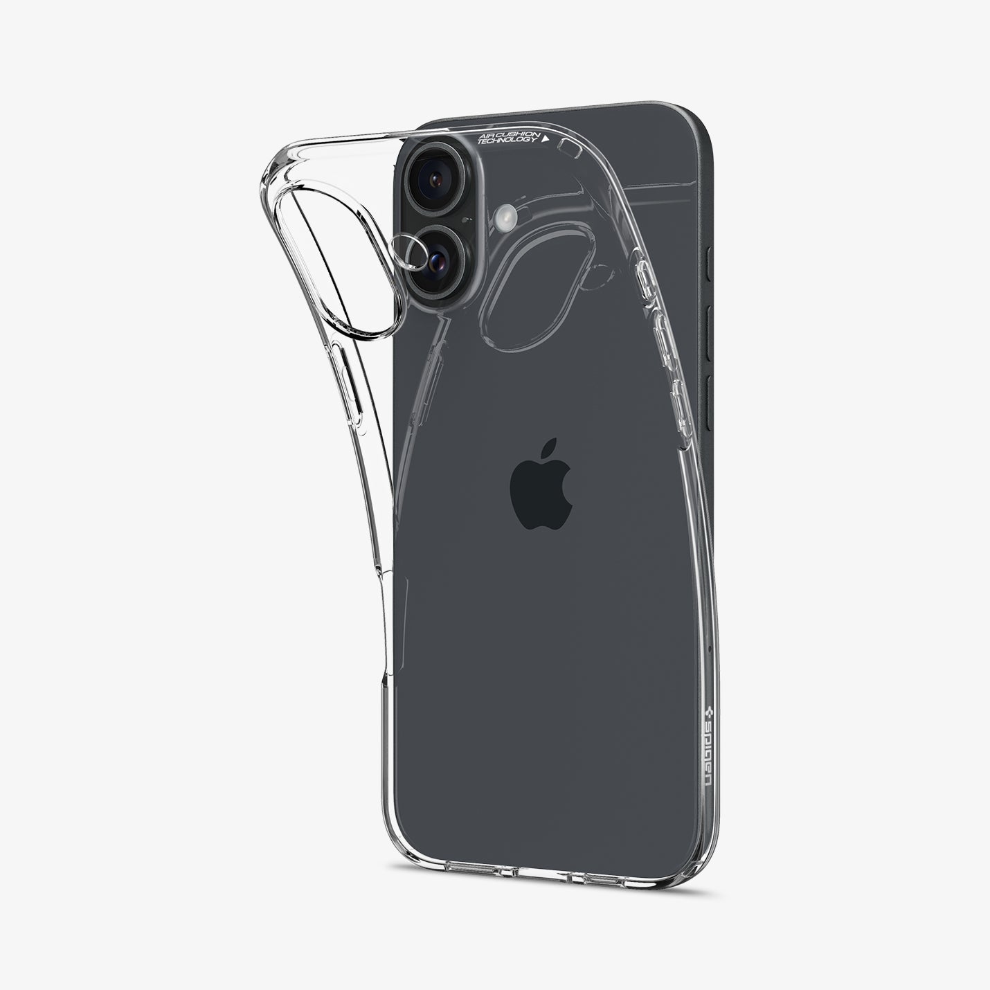 ACS08190 - iPhone 16 Case Liquid Crystal in Crystal Clear showing the back, partial top peeled off