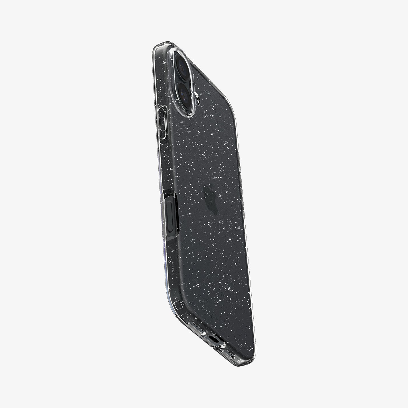 ACS08065 - iPhone 16 Plus Case Liquid Crystal Glitter in Crystal Quartz showing the back, partial side and bottom