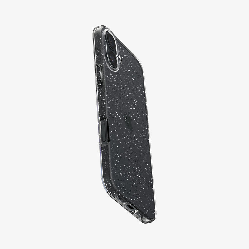 ACS08065 - iPhone 16 Plus Case Liquid Crystal Glitter in Crystal Quartz showing the back, partial side and bottom
