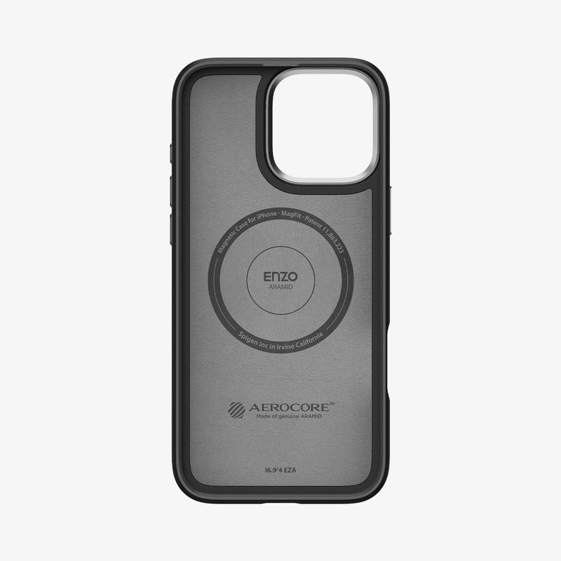 ACS08151 - iPhone 16 Pro Case Enzo Aramid in Black Silver showing the inner case