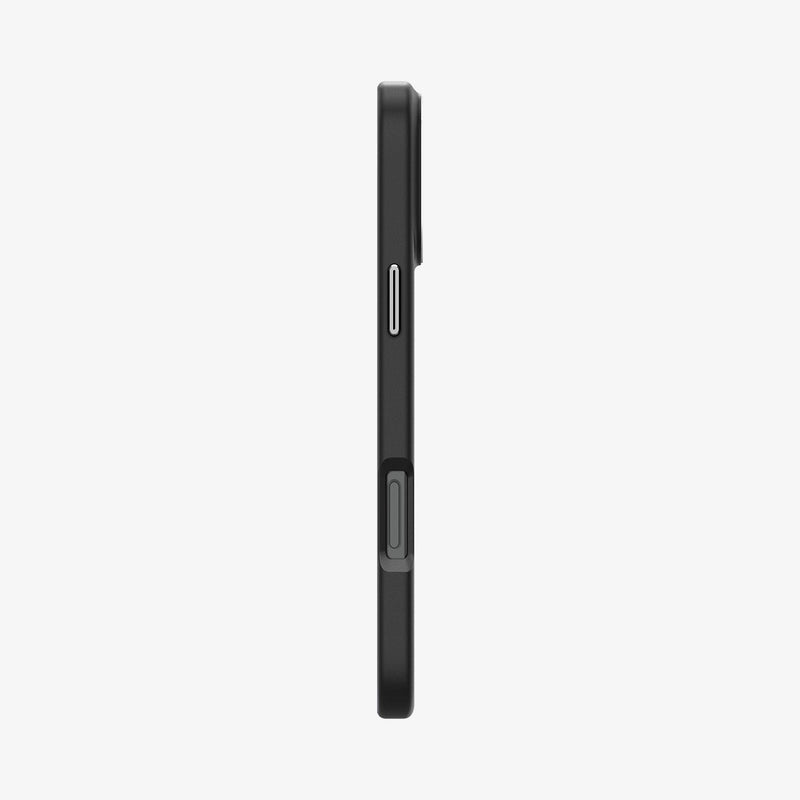 ACS08151 - iPhone 16 Pro Case Enzo Aramid in Black Silver showing the side with volume buttons