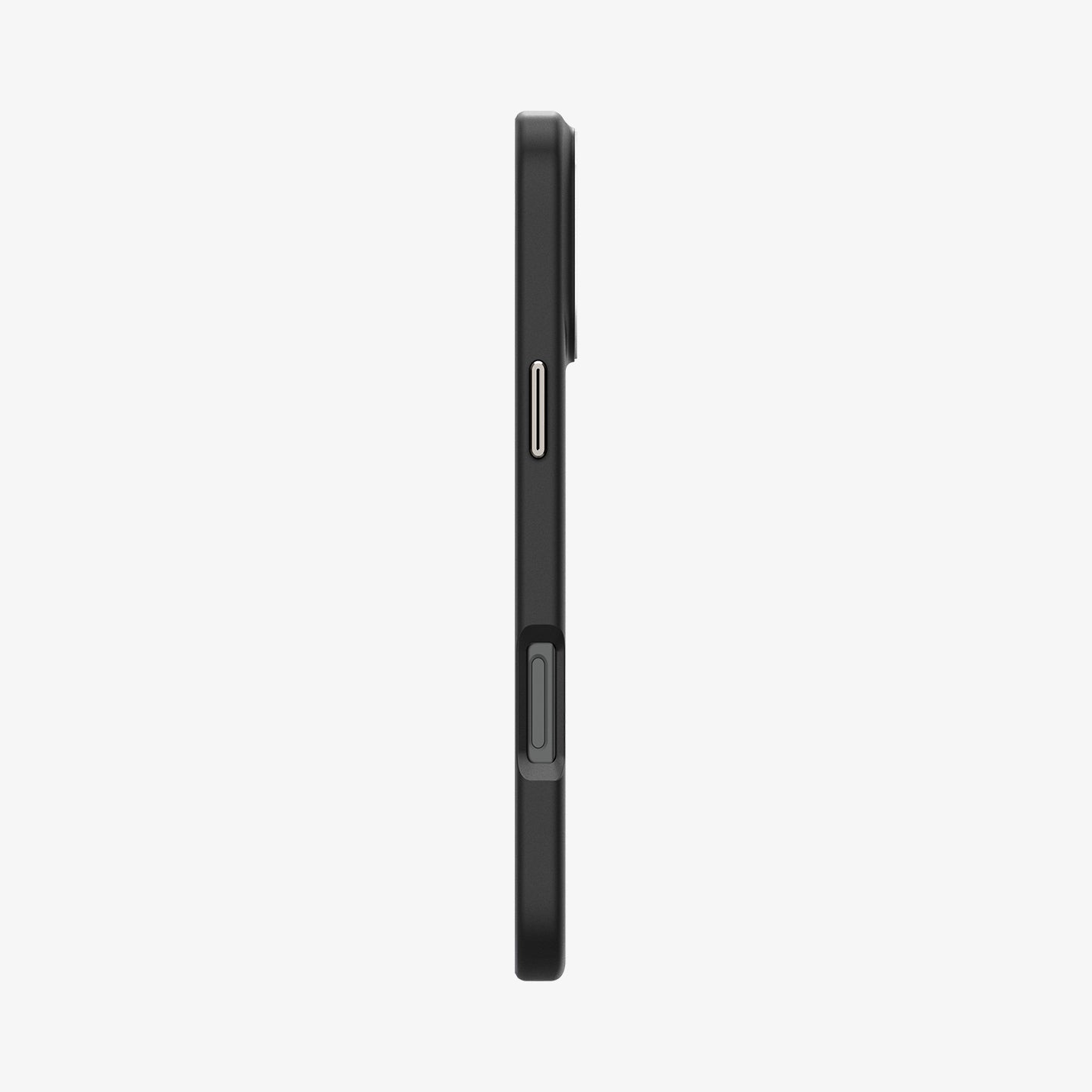 ACS08508 - iPhone 16 Pro Case Enzo Aramid in Black Natural showing the side with volume buttons